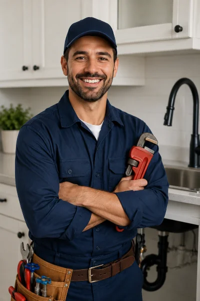 a male plumber smiling at the camera from Emergency Plumber Plano in Plano, TX a male plumber smiling at the camera from Emergency Plumber Plano in Plano, TX