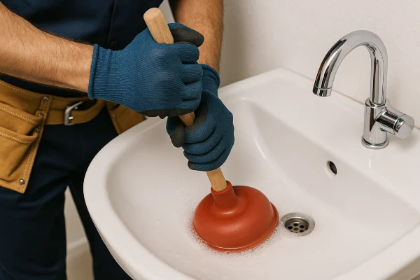a male technician tightening a ball valve in Plano, TX - PRV Replacement